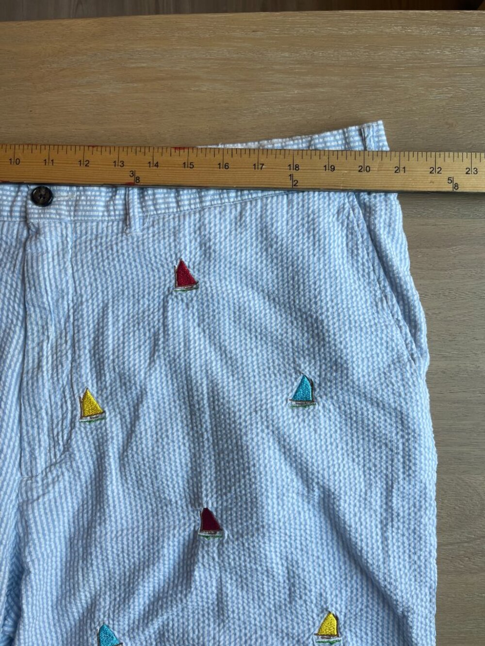 Castaway Nantucket Island Men's Blue Seersucker Beach Coastal Shorts Size 42 - Picture 8 of 9